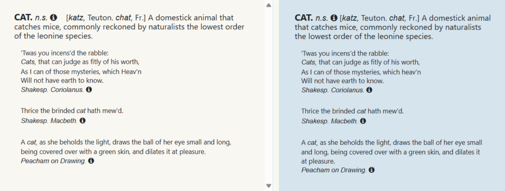 Comparison of 2 entries