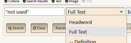 Example of search for exact phrase "not used"