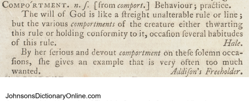 comportment, n.s. (1773)